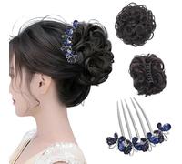 BKEPDY Extension Cheveux Naturel Postiche Chignon Volumineux avec Pince Chouchou Synthetique Bouclé Elastique Accessoire Coiffure Extensions de Cheveux(Brun Foncé)