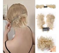 BKEPDY Extensions a Clip Cheveux Naturel Postiche Cheveux Wrap Scrunchie Scrunchy Volumineux Bouclés Tout Droit Chignon Combs Hair Extensions Bouclés(15#)