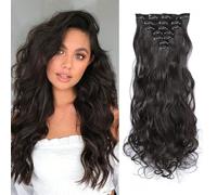 BKEPDY Extensions Cheveux Naturel Clip Invisible Rajout Ondulées Bou s Extension à Clip Cheveux pour Tous Types de Cheveux pour Femme 50 cm (Noir naturel)