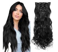 BKEPDY Extensions Cheveux Naturel Clip Invisible Rajout Ondulées Bou s Extension à Clip Cheveux pour Tous Types de Cheveux pour Femme 50 cm (Noir pur)