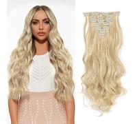 BKEPDY Extensions Cheveux Naturel Clip Invisible Rajout Ondulées Bou s Extension à Clip Cheveux pour Tous Types de Cheveux pour Femme 50 cm (Or)