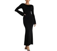 BKEPDY Femme Robe de Soiré Cocktail Longue Sexy Manche Longue Robes Bodycon Slim Fit Long Maxi Dress Couleur Unie Moulante Streetwear pour Cocktail Party Clubbing Nuit