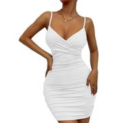 BKEPDY Femme Robe de soiré Sexy Profonde Col en V Wrap Mini Robes sans Manches Spaghetti Bretelles Bodycon Slim Courte Moulante Dresses Clubbing Nuit Cocktail Robe Bal de Promo