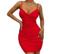 BKEPDY Femme Robe de soiré Sexy Profonde Col en V Wrap Mini Robes sans Manches Spaghetti Bretelles Bodycon Slim Courte Moulante Dresses Clubbing Nuit Cocktail Robe Bal de Promo