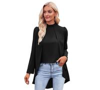 BKEPDY Femme Soirée Blouse Chemisier Femme Chic et Élégant Manches Longues Col Rond Moulante Vintage à la Mode Casual Arbeit Tunika Oberteile Tops für Frauen Lässig Blusen (Noir L)