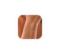 BKEPDY Gourmette Maille Corde ChaîNe Serpentine Bracelet à Chevrons Liaison Serpent Plat Gold Challe Chain Plats Flexible pour Homme Femme Anniversaire Cadeau de Bijoux FêTe（Or）