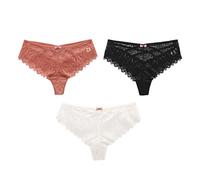 BKEPDY Lot 3 Culottes Dentelle Femme Tanga Brodé Sexy Shorty Transparent Sousvêtements Confortable Lingerie Élégante Culotte Respirante