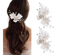 BKEPDY Lot de 2 Accessoire Cheveux Mariage Épingles à Cheveux Fleur Or avec Perles Barrette Élégante pour Mariée Demoiselles d’Honneur Femmes et Filles (Or)