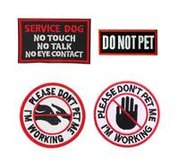 BKEPDY Lot de 4 Patch Chien de Service DO NOT PET IM WORKING Patchs d’Avertissement pour Chiens de Travail Autocollants et à Repasser Adaptés aux Harnais et Gilets pour Chiens Moyens et Grands