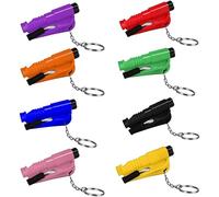 BKEPDY Lot de 8 Pcs Porte Clés SéCurité Voiture 3 en 1 Brise Vitre et Coupe Ceinture Sifflet de Secours