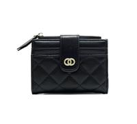 BKEPDY Portefeuille Matelassé Compact Femme Portecartes Élégant Fermeture Éclair Boucle Métallique Double Anneau Cuir Synthétique