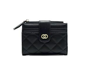 BKEPDY Portefeuille Matelassé Compact Femme Portecartes Élégant Fermeture Éclair Boucle Métallique Double Anneau Cuir Synthétique