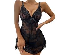 BKEPDY Pyjama Femme Sexy Robe De Nuit Femme Sexy Dessous Sexy érotique Femme Body Dentelle Femme Lingerie Femme Sexy Nuisette Femme Sexy sous Vêtements Femme Ensemble(Noir/M)