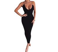 BKEPDY Robe à Bretelles Femme Spaghetti Moulante Longue Chic Et Elegant Cocktail Soirée Club Bodycon Décolleté Robes Fines Bretelles Asymétrique Summer Dress Boheme