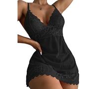 BKEPDY Robe de Nuit Femme à Bretelles Nuisette Dentelle Floral Vêtements Combinaison Élégante Tenue de Sommeil Confortable Vêtement de Nuit Sexy