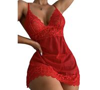BKEPDY Robe de Nuit Femme à Bretelles Nuisette Dentelle Floral Vêtements Combinaison Élégante Tenue de Sommeil Confortable Vêtement de Nuit Sexy