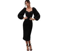 BKEPDY Robe de Soirée Manches Longues Femme Col en V Moulante à Dos Nu Crayon Épaules Dénudées Corset Élégante pour Cocktail Mariage Cérémonie