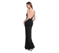 BKEPDY Robe Longue D'été Femme sans Manches à Spaghetti Slit Bretelles Stretch Casual Décontracté Vacances Robes Séparer Cache Cocktail Soirée(M)