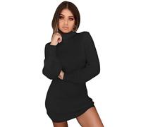 BKEPDY Robes Femmes Élégantes Manches Longues Sexy Col Roulé Pull Robe Pullover Casual Mini Robe Pull pour Fête Loisirs Cocktail Robe Pull Robe(S)