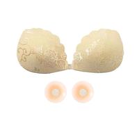 BKEPDY Soutien-Gorge Adhésif Invisible Dos Nu Soutien Gorge sans Bretelles en Dentelle Réutilisable Push-up Soutiens-Gorge Silicone avec 2 Paires Cache Tetons pour Robes de Mariée Robes de Soirée
