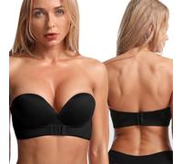 BKEPDY Soutien Gorge sans Bretelles Femme Bandeau Invisible avec Armature Adhésif Confortable Maintien Parfait Forme Coeur Sousvêtement Discret pour Robes Décolletées