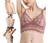 BKEPDY Soutiensgorge Femme sans Armature Bralette Dentelle Triangle Bretelles Convertibles Multifonction Confortable Maintien Naturel Sousvêtement Quotidien