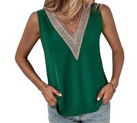 BKEPDY T Shirt Femme à Manches Courtes Débardeur Col V Dentelle Élégant Tshirt sans Manches Haut Décontracté Coton Top Casual Été Oversize Chic