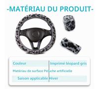 BKEPDY Trois Pièces en Peluche Léopard sans Anneau Housse de Volant Élastique Housse de Levier de Vitesse Housse de Frein à Main Accessoires de Voiture Low Key à la Mode