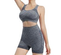 BKEPDY Vêtement de Sport Femme 2 Pièces Survêtements Ensembles Soutien-Gorge Legging Taille Haute Shorts Sportswear Fitness Ensembles d'entraînement Tenues de Sport Yoga Gym Jogging
