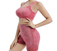 BKEPDY Vêtement de Sport Femme 2 Pièces Survêtements Ensembles Soutien-Gorge Legging Taille Haute Shorts Sportswear Fitness Ensembles d'entraînement Tenues de Sport Yoga Gym Jogging