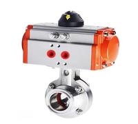 BKGWCSOR 19-108mm Pipe 1.5" 2" -4" Tri Clamp 304 316L Stainless Steel Butterfly Valve with Pneumatic Actuator(51mm Pipe64mm AT52,SS304 Normal Open)