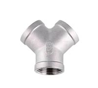 BKGWCSOR 1PCS 304 Stainless Steel Y Shape 3 Ways Tee Joint 1/4 3/8 1/2 3/4 1" 2" BSP Female Thread Water Pipe Fittings(DN32)