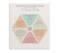 BKGWCSOR ACT Psychology Hexaflex Model Metal Sign Acceptance and Commitment Educational Poster for Therapist Office 8 X 12 in