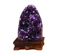 BKGWCSOR Amethyst Geode Amethyst Clusters Quartz Crystal Geode with Base for Wealth, Feng Shui, Home Office Decor, and, Crystal,200g