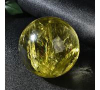 BKGWCSOR Citrine Crystal Sphere Ball with Stand, Crystal Ball Sculpture Figurine, Feng Shui Yellow Crystal Home Decoration for Living Room TV Cabinet Crafts Gifts Office Table Shelf,8cm