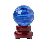 BKGWCSOR Crystal Ball, Blue Molten Stone Crystal Ball with Wooden Stand Feng Shui Crystal Display Sphere Ornaments for Divination Decoration,50mm
