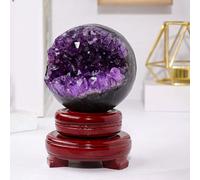 BKGWCSOR Crystal Divnation Sphere Amethyst Druzy Geode Crystal Ball Gemstone Sphere Stone Figurine for Home Office Decoration,6.5~7cm