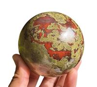 BKGWCSOR Crystal Dragon Blood Stone Ball Crystal Ball, Home Decoration Fengshui Divination Sphere with Wood Stand,50~55mm