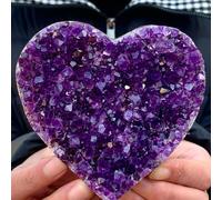 BKGWCSOR Decorative Ornaments Heart Shaped Amethyst Quartz Cluster Crystal (Size : 80-100g)
