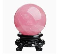 BKGWCSOR Decorative Rose Quartz Crystal Ball, Crystal Stone Sphere with Stand, Crystal for Home Decor Feng Shui,5cm