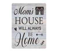 BKGWCSOR Farmhouse Mom Quote Metal Tin Sign Moms House Is Home Rustic Wall Decor Plaque for Kitchen Living Room Family Room 8 X 12 in