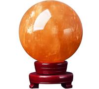 BKGWCSOR Feng Shui Citrine Crystal Sphere Ball, Citrine Crystal Sphere Ball Transparent Crystal Ball Citrine Quartz Crystal with Holder for Home Decor Housewarming and Festive Display,100mm