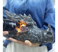 BKGWCSOR Flame Stone Carved Dragon Skull Quartz Crystal Stone Home Office Decoration Home Decor(Size:9-10cm)