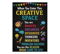 BKGWCSOR Makerspace Motivation Poster Creative Learning Environment Guide for School Library and STEAM(Framed,08x12inch(20x30cm))