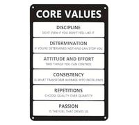 BKGWCSOR Rustic Core Values Sign Retro Metal Tin Plaque Motivational Saying for Home Decor Office Gym Bar or Workshop 8 X 12 inch