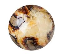 BKGWCSOR Septarian Dragon Crystal Ball Ornament,Fengshui Crystal Stone Sphere with Wooden Base, Polished Balls for Home Office Tabletop Decoration,50~60mm