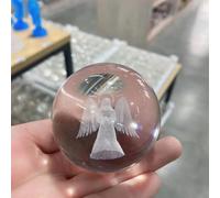 BKGWCSOR Stone 6cm Engraved Miniature Angel Crystal Ball Craft Sphere Glass Home Decoration Ornament for Housewarming GIF(Light Green,1pcs)