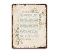 BKGWCSOR Strength and Dignity Vintage Metal Tin Sign Proverbs 31 with Floral Design Inspirational Wall-Art for Home Office 8 X 12 inch