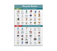 BKGWCSOR Waste Sorting Chart Metal Sign Single Stream Recycling Guide Eco Education for Classroom School Science Fair Decor 8 X 12 in