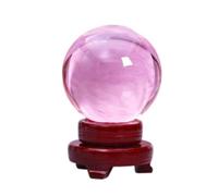 BKGWCSOR White Transparent Crystal Ball Ornaments can Rotate Yellow Glass Ball Purple Powder Blue Living Room Office Fortune Decorations,Pink-80mm